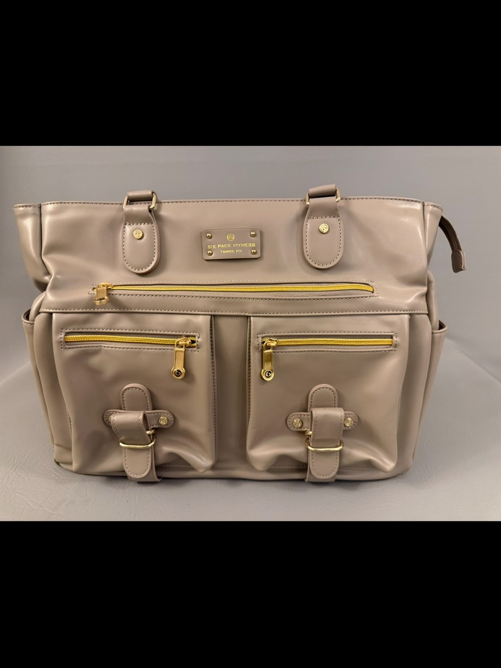 Six Pack Fitness Renee Tote Meal Prep Bag Taupe Nude Gold Hardware